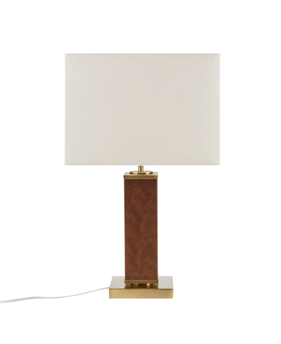 Martha Stewart Hawley Faux Leather Table Lamp In Gold,brown