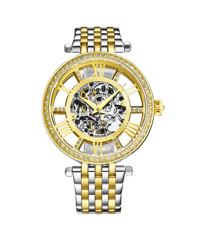 Stuhrling Women's Automatic Gold-tone And Silver-tone Stainless Steel Link Bracelet Watch 38mm In Yellow