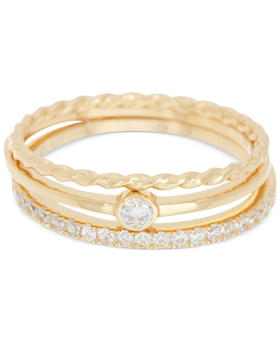 ADORNIA 14K GOLD-PLATED 3-PC. SET PAVE BAND RINGS