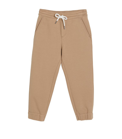 Brunello Cucinelli Kids' Drawstring-waist Cotton Track Trousers In Brown