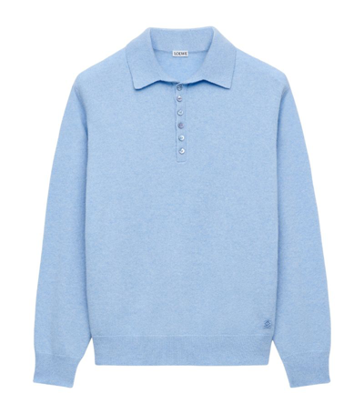Loewe Cashmere Polo Sweater In Light_blue