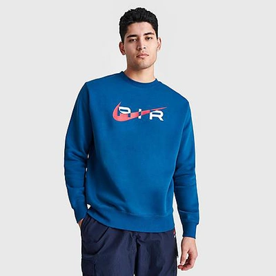 Nike Men's Air Swoosh Fleece Crewneck Sweatshirt In Court Blue