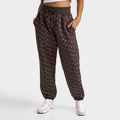 Nike Women's Sportswear Phoenix Fleece Oversized All-over Print Jogger Sweatpants In Baroque Brown