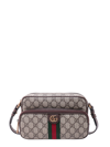 GUCCI GG SUPREME FABRIC SHOULDER BAG WITH ICONIC WEB BAND