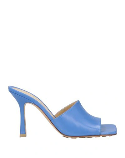 Bottega Veneta Woman Sandals Light Blue Size 9 Soft Leather In Blue