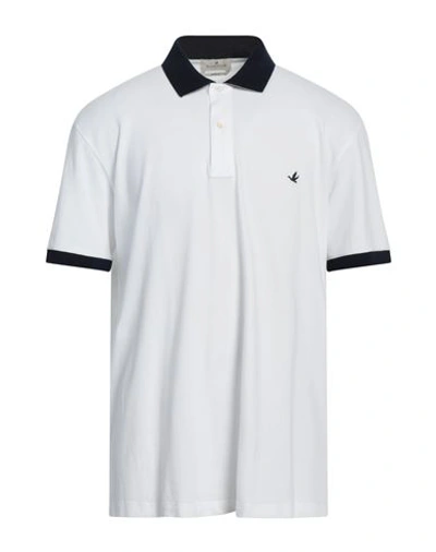 Brooksfield Man Polo Shirt White Size 50 Cotton, Elastane