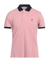 Brooksfield Man Polo Shirt Pink Size 38 Cotton, Elastane