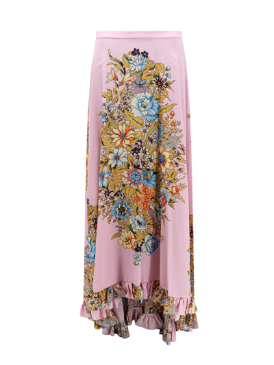 Etro Floral-print Silk Maxi Skirt In Pink