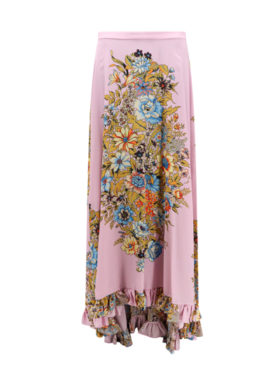 Etro Floral-print Silk Maxi Skirt In Purple