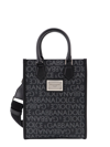 DOLCE & GABBANA COATED CANVAS AND LEATHER HANDBAG WITH ALL-OVER LOGO