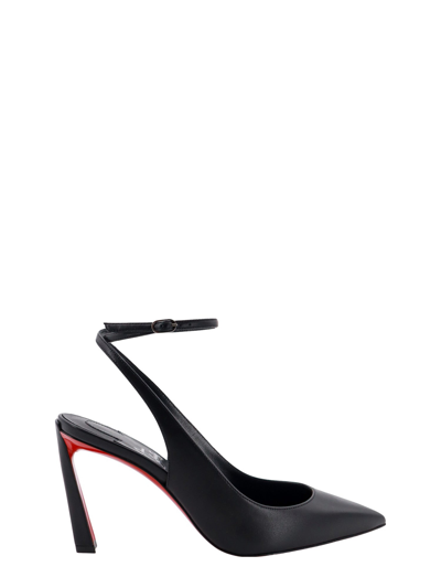 Christian Louboutin Condora 85 Leather Slingback Courts In Black/lin Black