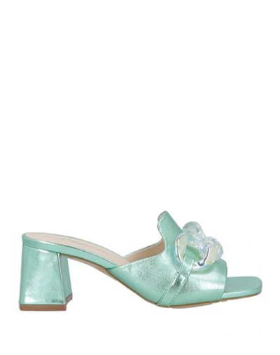 TOSCA BLU TOSCA BLU WOMAN SANDALS LIGHT GREEN SIZE 6 LEATHER