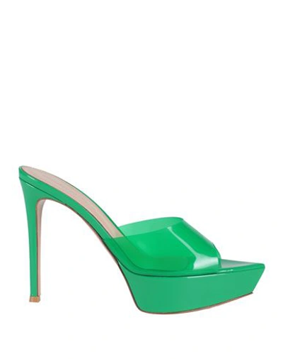 GIANVITO ROSSI GIANVITO ROSSI WOMAN SANDALS GREEN SIZE 9.5 RUBBER, SOFT LEATHER
