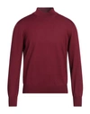Gran Sasso Man Turtleneck Burgundy Size 36 Virgin Wool In Red