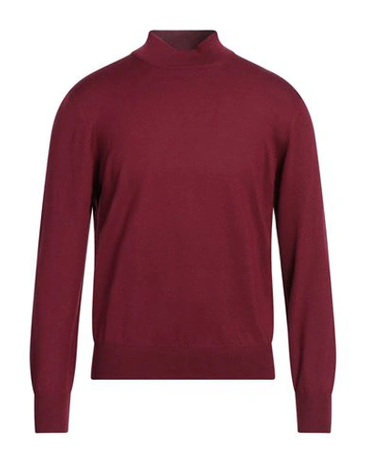 Gran Sasso Man Turtleneck Burgundy Size 36 Virgin Wool In Red