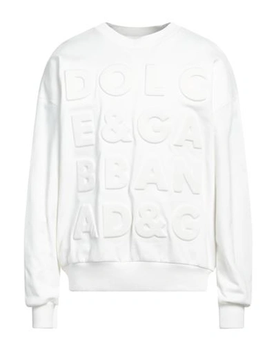 Dolce & Gabbana Man Sweatshirt White Size M Cotton, Elastane In White