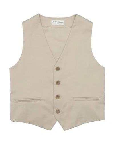 Paolo Pecora Babies'  Toddler Boy Tailored Vest Beige Size 6 Polyester, Cotton, Elastane