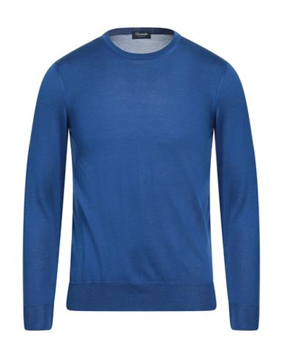 Drumohr Man Sweater Blue Size 38 Silk