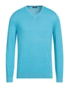 Rossopuro Man Sweater Azure Size 4 Cotton In Blue