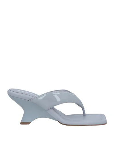 Gia Borghini Woman Thong Sandal Grey Size 5 Soft Leather