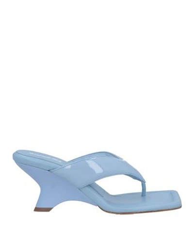 Gia Borghini Woman Thong Sandal Sky Blue Size 11 Soft Leather