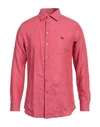 Etro Man Shirt Magenta Size 16 Ramie In Red