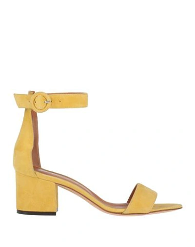 Via Roma 15 Woman Sandals Ocher Size 6.5 Soft Leather In Yellow