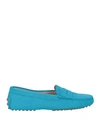 Tod's Woman Loafers Turquoise Size 6.5 Soft Leather In Blue