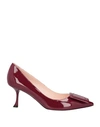 Roger Vivier Woman Pumps Burgundy Size 10 Soft Leather In Red