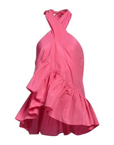 Msgm Woman Top Fuchsia Size 2 Polyester In Pink
