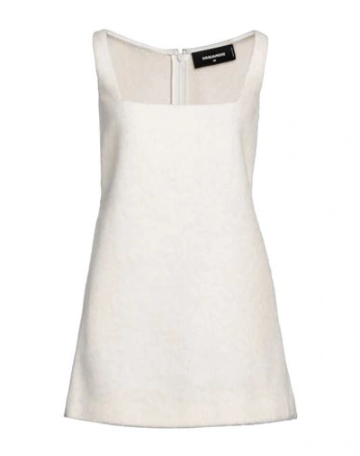 Dsquared2 Woman Mini Dress Ivory Size 2 Wool, Polyamide, Mohair Wool, Alpaca Wool In White