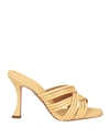 Aquazzura Woman Sandals Beige Size 11 Textile Fibers