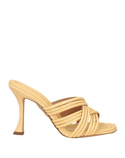 Aquazzura Woman Sandals Beige Size 11 Textile Fibers In Beige