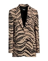 Stella Mccartney Oversized Zebra-jacquard Wool-blend Blazer In Beige