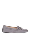 Tod's Woman Loafers Pastel Pink Size 7.5 Soft Leather In Grey