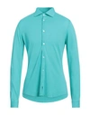 FEDELI FEDELI MAN SHIRT TURQUOISE SIZE 50 COTTON