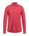 Fedeli Man Shirt Tomato Red Size 52 Cotton