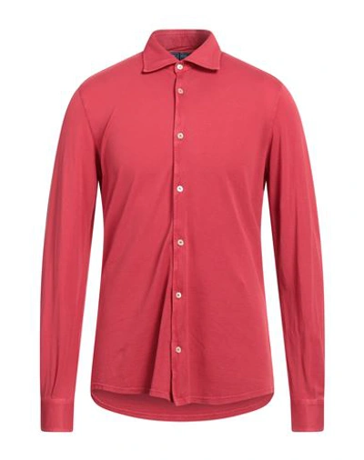 Fedeli Man Shirt Tomato Red Size 52 Cotton