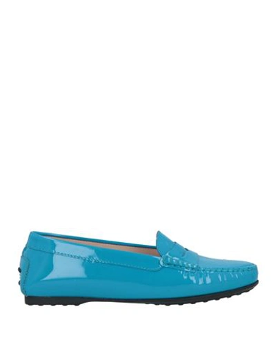 Tod's Woman Loafers Turquoise Size 5.5 Soft Leather In Blue