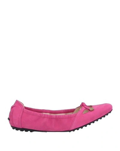TOD'S TOD'S WOMAN BALLET FLATS FUCHSIA SIZE 8 LEATHER