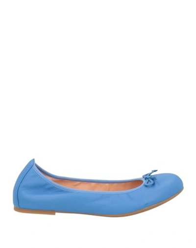 Unisa Woman Ballet Flats Azure Size 8 Leather In Blue