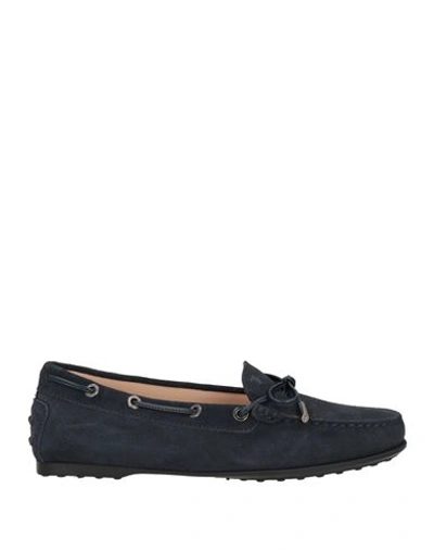 Tod's Woman Loafers Midnight Blue Size 6.5 Leather In Blue