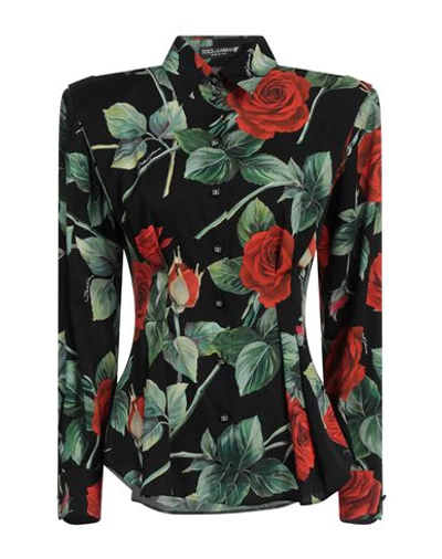 Dolce & Gabbana Woman Shirt Black Size 16 Silk, Elastane