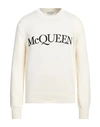 Alexander Mcqueen Man Sweater Ivory Size M Cotton, Viscose, Polyester In White