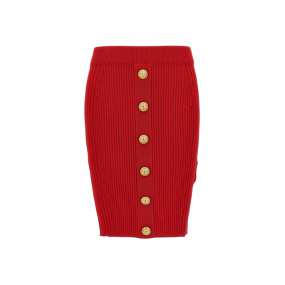 Balmain Knee-length Mini Skirt In Red