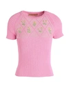 Cormio Woman Sweater Pink Size 6 Cotton, Viscose, Polyamide, Metallic Fiber