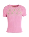 Cormio Floral Embroidery-detail Knit Top In Pink