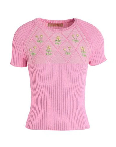 Cormio Ortensia Diamond Floral Embroidery Sweater In Pink