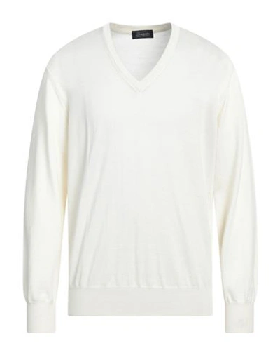 Drumohr Man Sweater Cream Size 44 Merino Wool In White