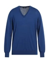 Drumohr Man Sweater Bright Blue Size 44 Merino Wool